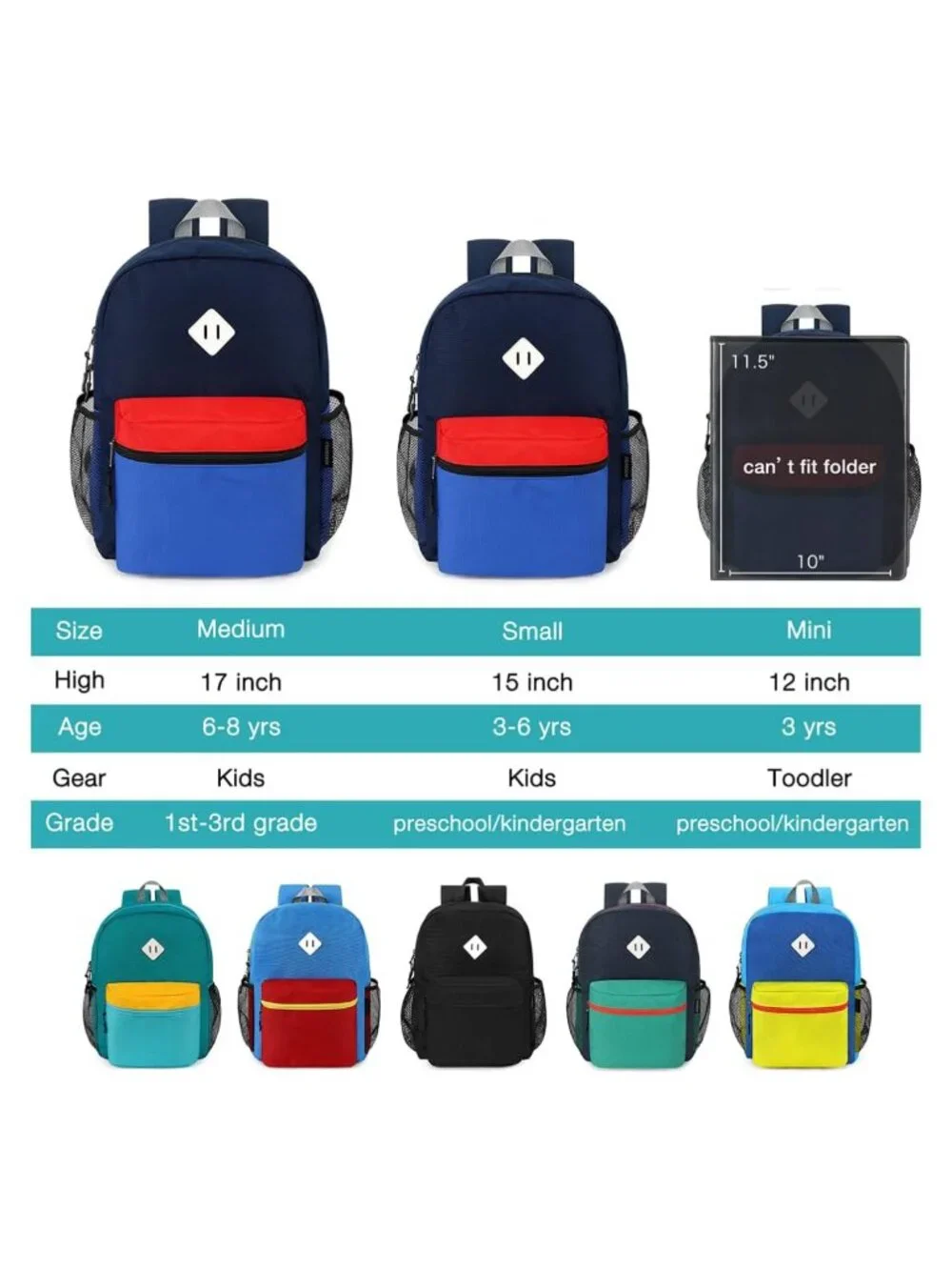 Kids Backpack for Boys Water Resistant Polyester 15